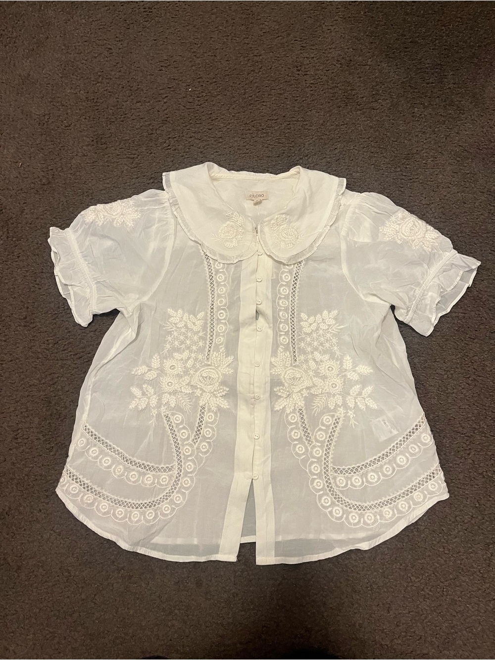 Anthropologie Pilcro Kiera Floral Dainty White Blouse NWT NEW - Picture 4 of 12